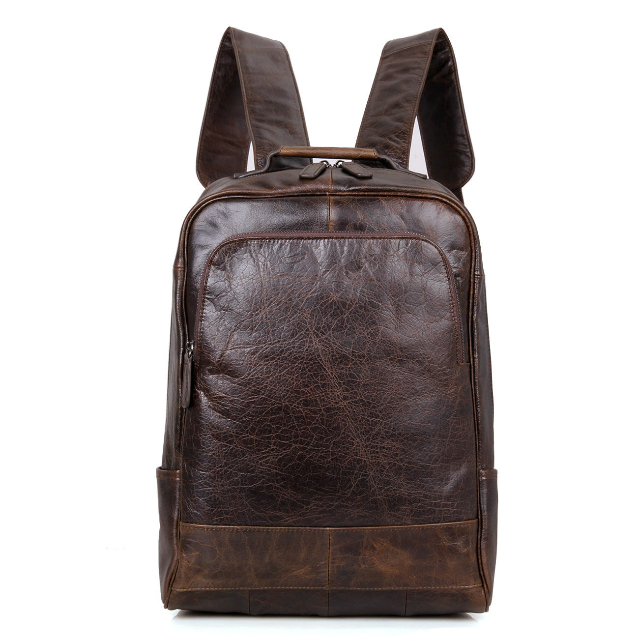 Vintage Large Storage Cowhide Leather Backpack 7347-Backpacks-Coffee-Free Shipping Leatheretro