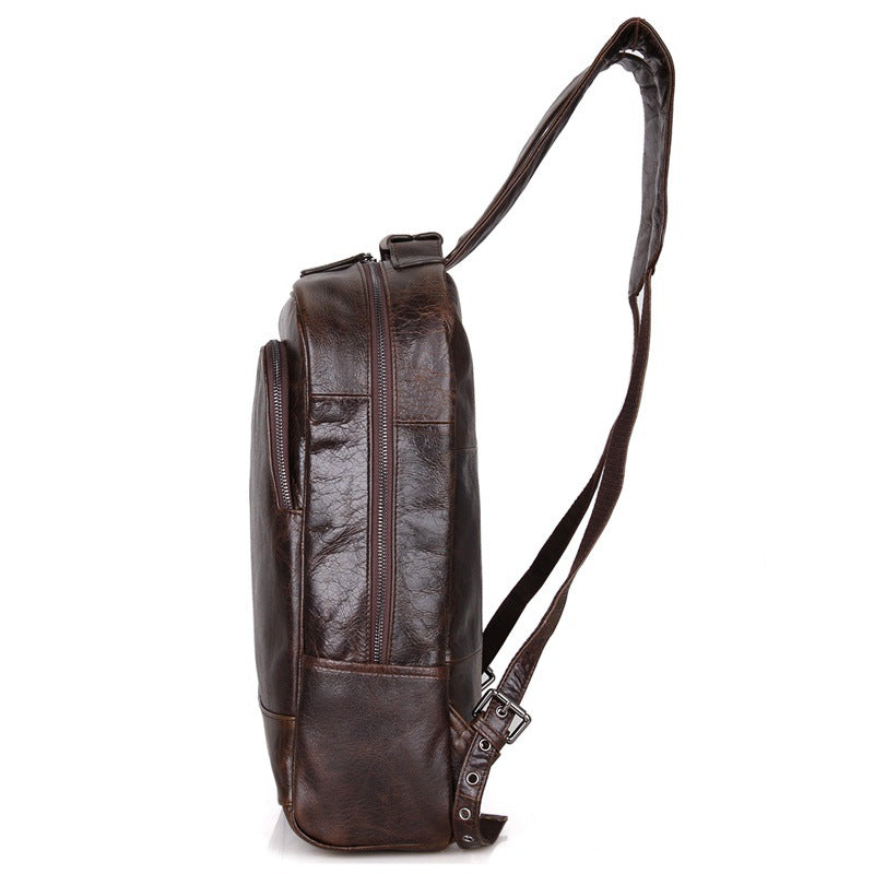 Vintage Large Storage Cowhide Leather Backpack 7347-Backpacks-Coffee-Free Shipping Leatheretro