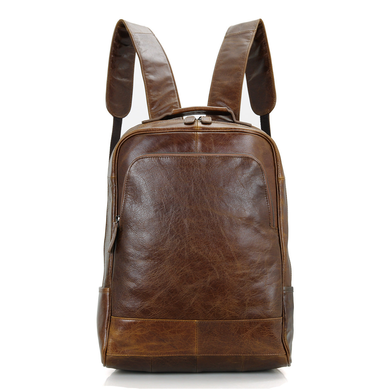Vintage Large Storage Cowhide Leather Backpack 7347-Backpacks-Coffee-Free Shipping Leatheretro