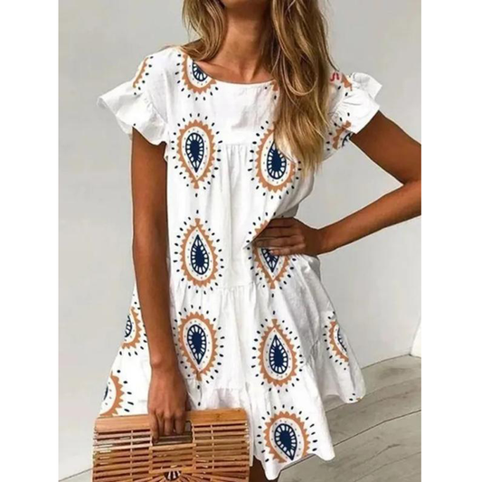 Falbala Short Sleeve Mini/Short Dress-Mini Dresses-SAME AS THE PICTURE-S-Free Shipping Leatheretro