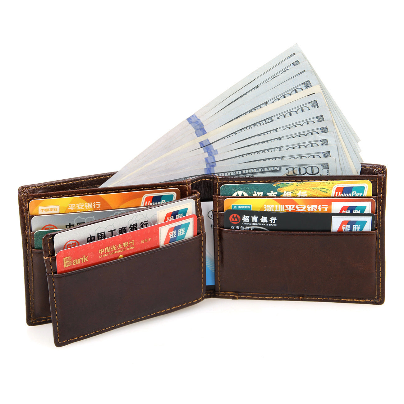 Vintage Cowhide Leather RIFD Wallet for Men 8108-Leather Wallet-Coffee-Free Shipping Leatheretro