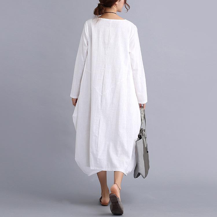 Casual Plus Sizes Long Cozy Women Dresses-Cozy Dresses-White-M-Free Shipping Leatheretro