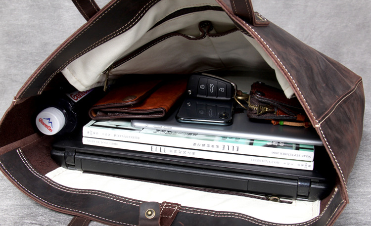 Large Storage Vintage Leather Handle Bags for Men&women-Leather Bags-Coffee-Free Shipping Leatheretro