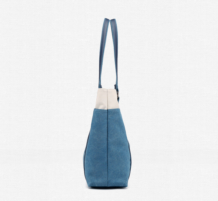 Women Lager Canvas Tote Handbags for Traveling K1901-Handbags-Blue-Free Shipping Leatheretro