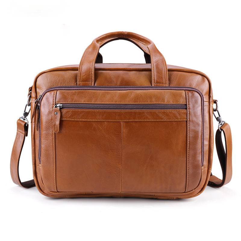 Men's Vintage Leather Briefcase 15.6" laptop J6467-Leather Briefcase-Brwon-Free Shipping Leatheretro