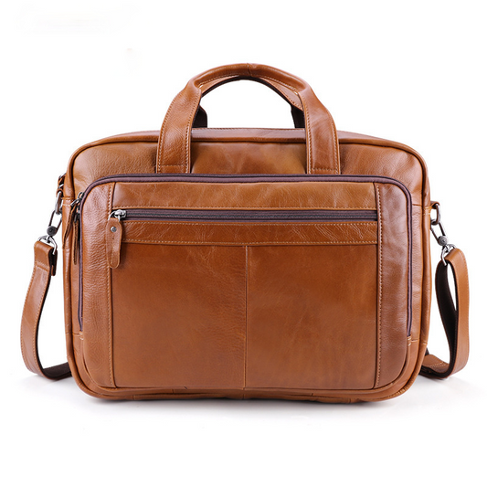 Men's Vintage Leather Briefcase 15.6" laptop J6467-Leather Briefcase-Brwon-Free Shipping Leatheretro