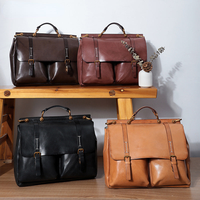 Vintage Large Storage 15.6" Leather Business Bag for Women 8781-Briefcases-Black-Free Shipping Leatheretro