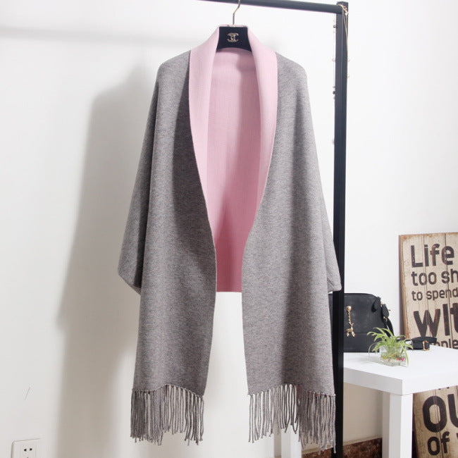 Women Tassels Bat Knitting Overcoat Cardigans-Outerwear-Pink-One Size-Free Shipping Leatheretro