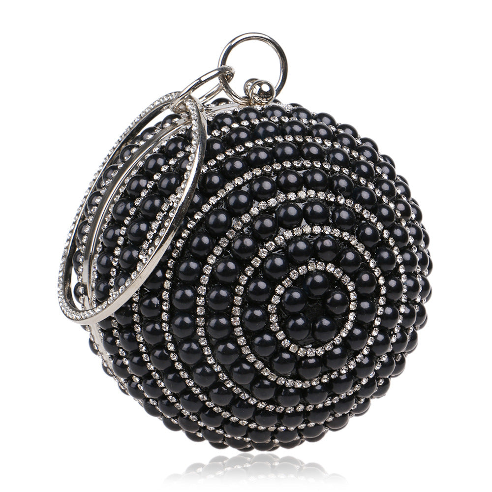 Fashion Round Shaped Jewelry Design Evening Party Bags-Black-Free Shipping Leatheretro