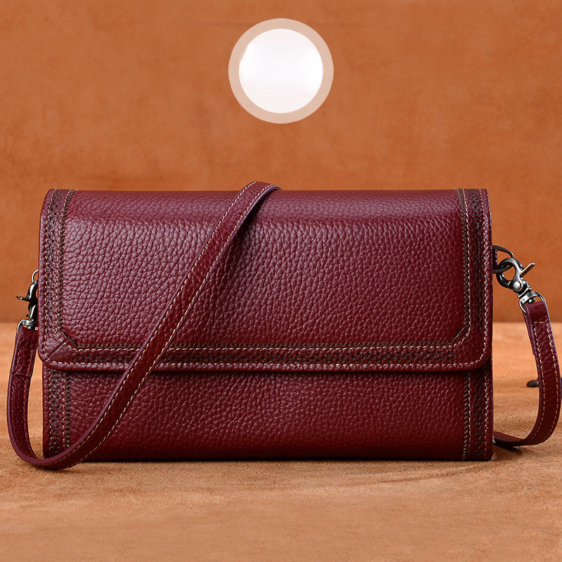 Mini Leather Shoulder Handbag for Women 6962-Handbags, Wallets & Cases-Wine Red-Free Shipping Leatheretro