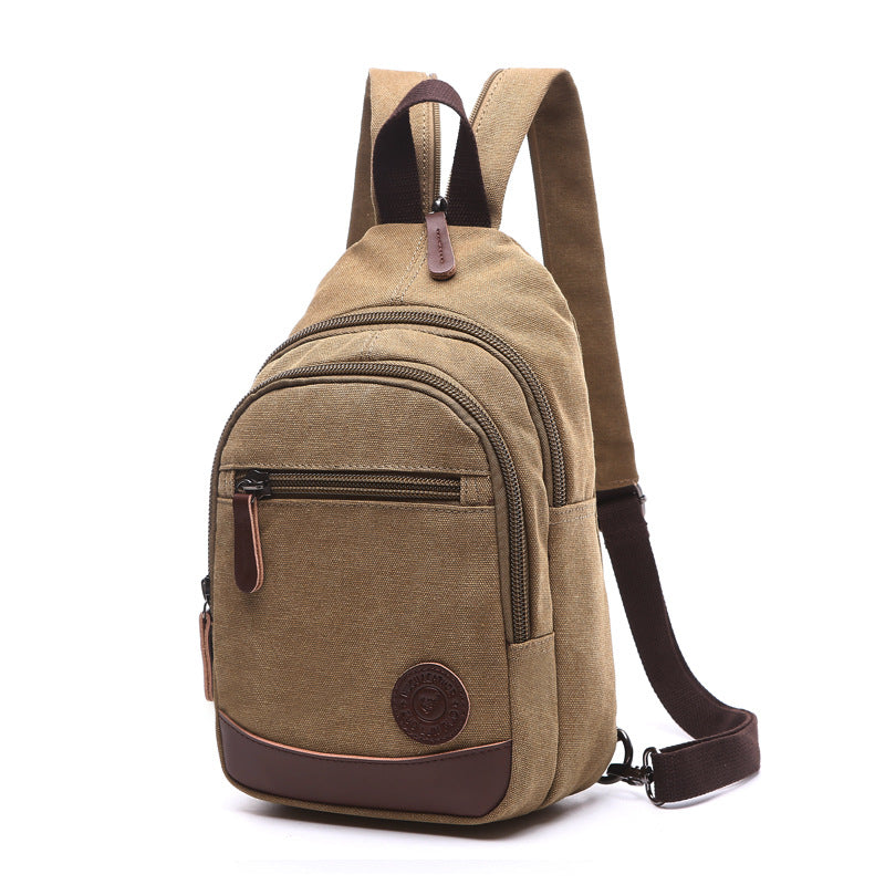 Casual Daily Canvas Backpack for Women and Men 8852-Backpacks-Khaki-Free Shipping Leatheretro