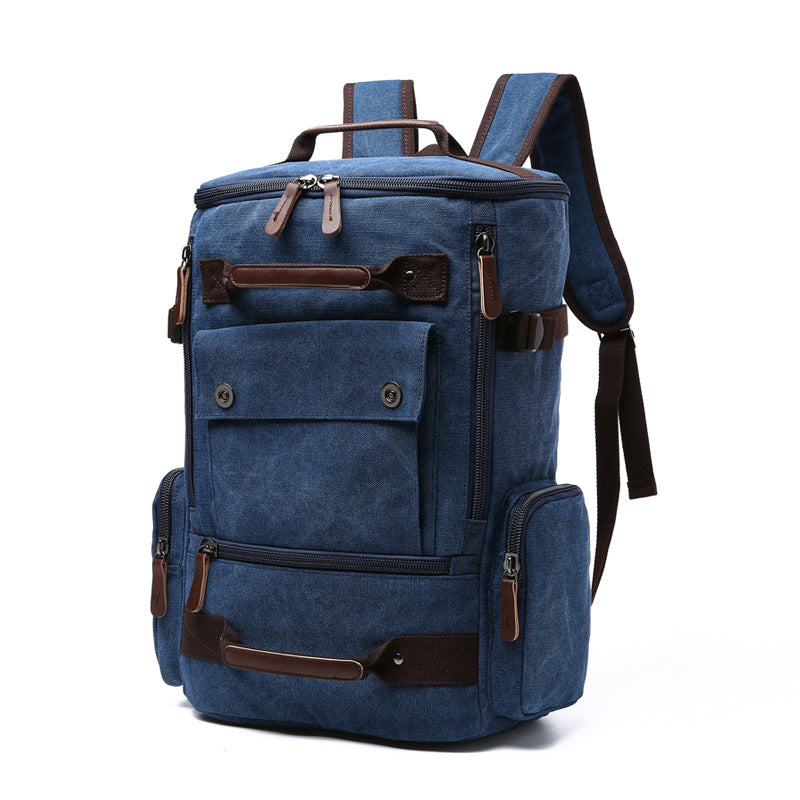 Men's Sports Outdoor Traveling Canvas Backpack 8831-Backpacks-Blue-Free Shipping Leatheretro