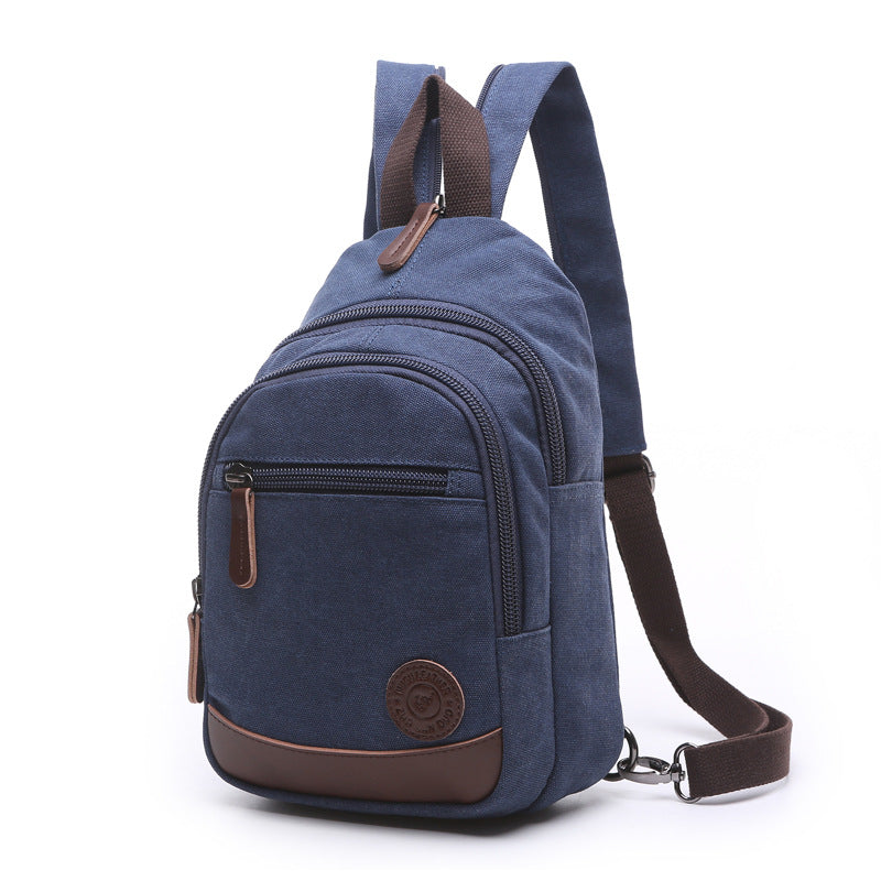 Casual Daily Canvas Backpack for Women and Men 8852-Backpacks-Dark Blue-Free Shipping Leatheretro