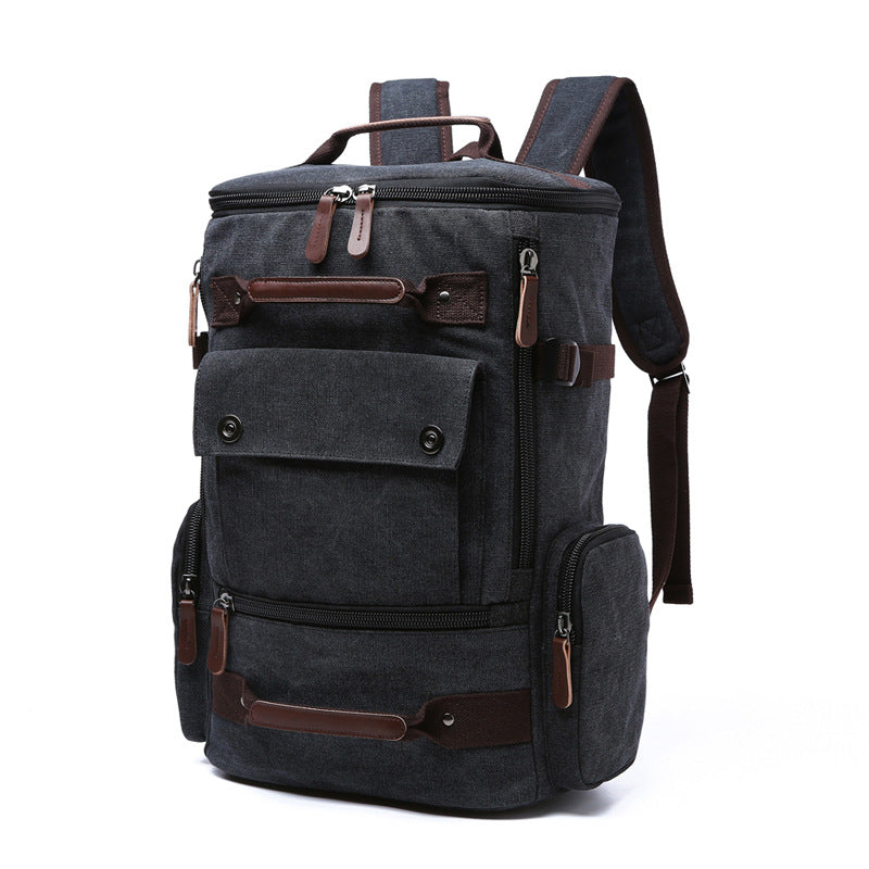 Men's Sports Outdoor Traveling Canvas Backpack 8831-Backpacks-Black-Free Shipping Leatheretro