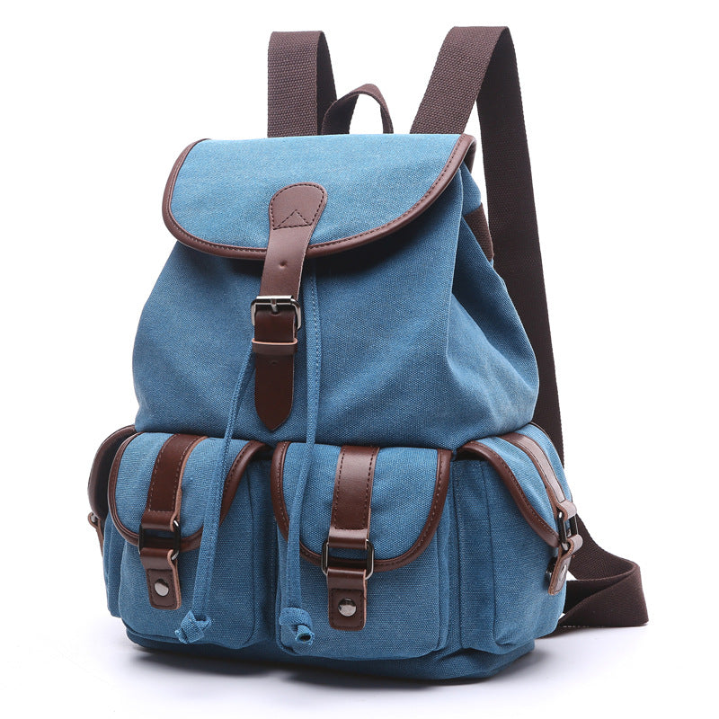 Outdoor Canvas Ruchsack Backpack for Women 8092-Backpacks-Sky Blue-Free Shipping Leatheretro