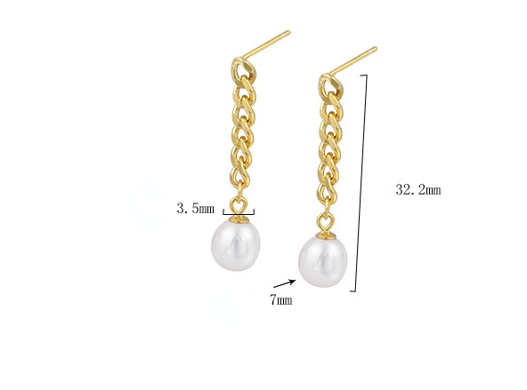 Fashion Sterling Silver Tassel Earring with Pearl E1335-White-Free Shipping Leatheretro