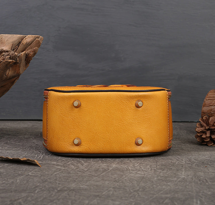 Vintage Embossing Rabbit Round Shape Shoulder Handbags 6223-Handbags-Green-Free Shipping Leatheretro