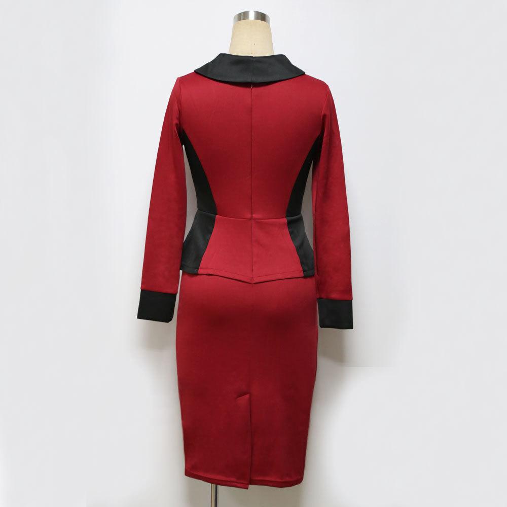 Sexy Fashion Long Sleeves Sheath Dresses-Office Dresses-Pink-S-Free Shipping Leatheretro