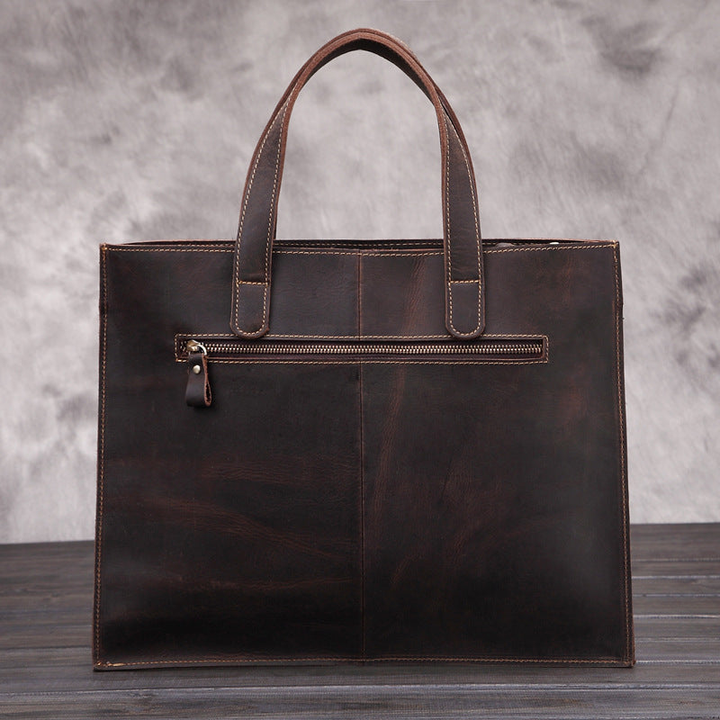Vintage Men Leather Business Briefcase-Leateher Briefcase-Coffee-Free Shipping Leatheretro