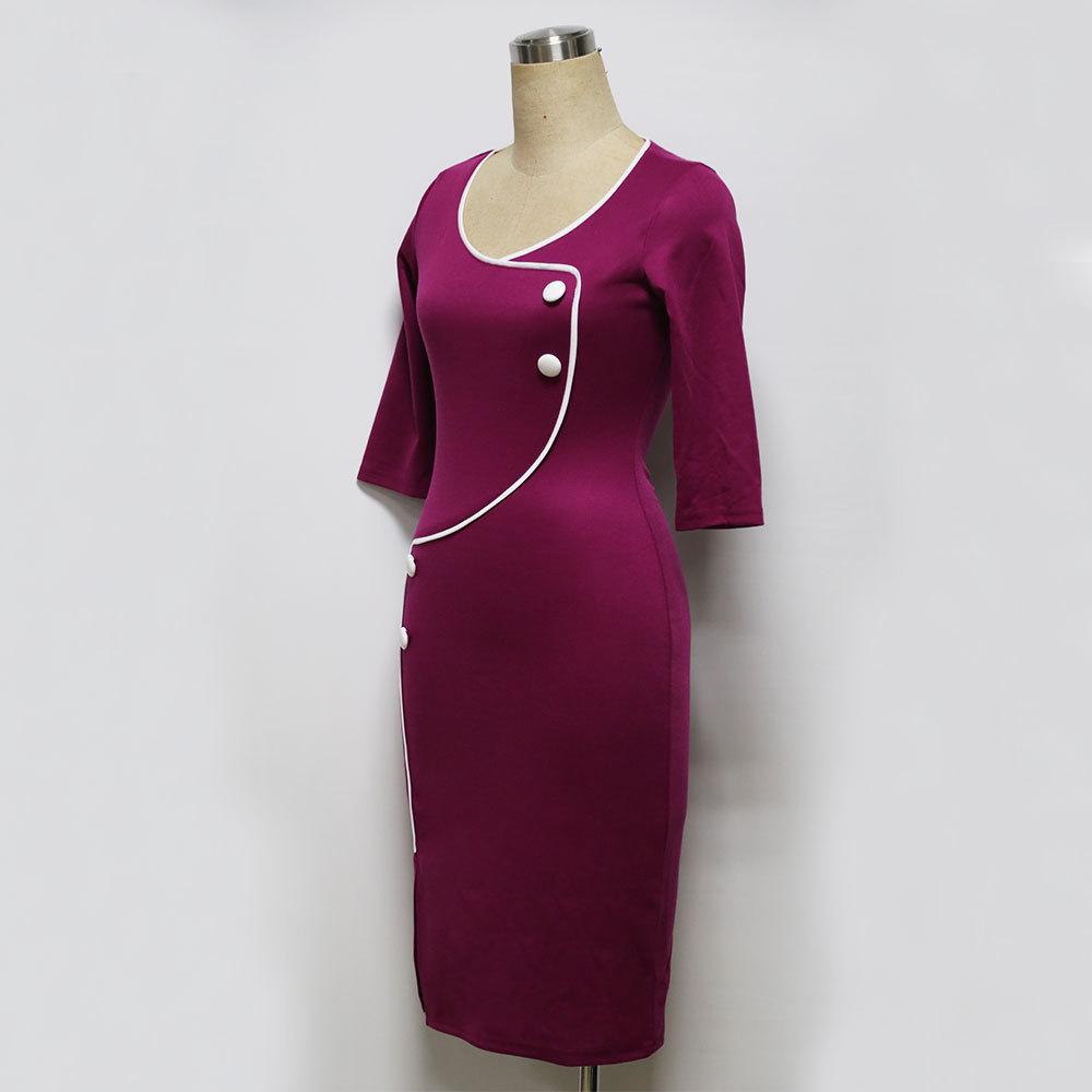 Sexy Women Deep V Neck Split Pencil Dresses-Office Dresses-Green-S-Free Shipping Leatheretro