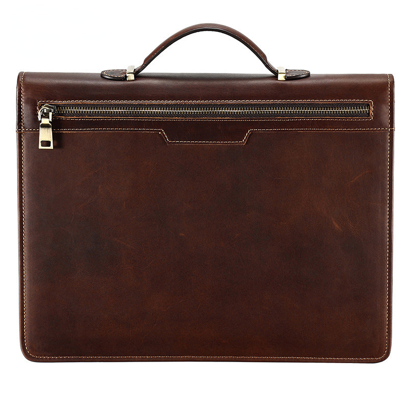 13.3" Leather Laptop Case Portfolio&Padfolio with Handle 6394-Leather Portfolio-Coffee-Free Shipping Leatheretro