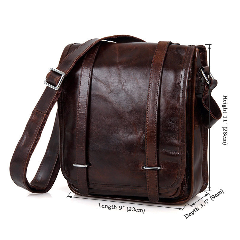 Vintage Cowhide Leather Ipad Shoulder Bags 7109-Handbags-Dark Brown-Free Shipping Leatheretro