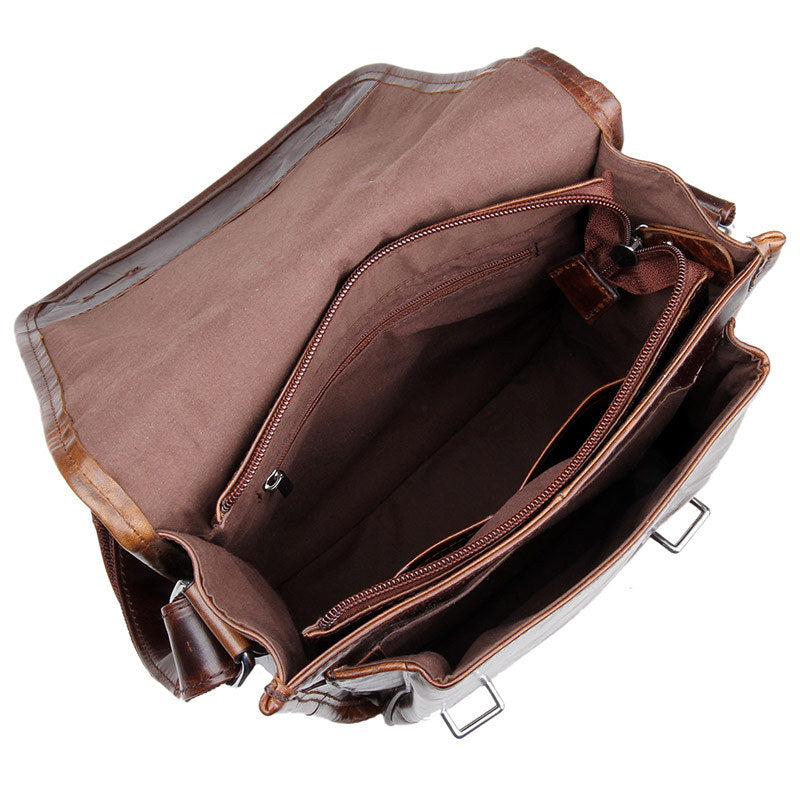 Vintage Cowhide Leather Ipad Shoulder Bags 7109-Handbags-Dark Brown-Free Shipping Leatheretro