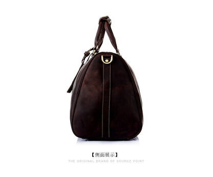 Retro Leather Portable Travel Duffle Bags D-8016-Leather Duffle Bags-Dark Brown-Free Shipping Leatheretro