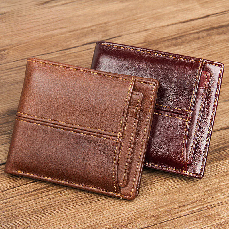 Vintage Cowhide Leaher Short Wallets 8107-Handbags, Wallets & Cases-Vertical-Chocolate-Free Shipping Leatheretro