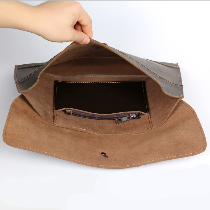 Vintage Envelope 13" Leather Portfolio Laptop Bag-Leather Case for Laptop-Black-Free Shipping Leatheretro