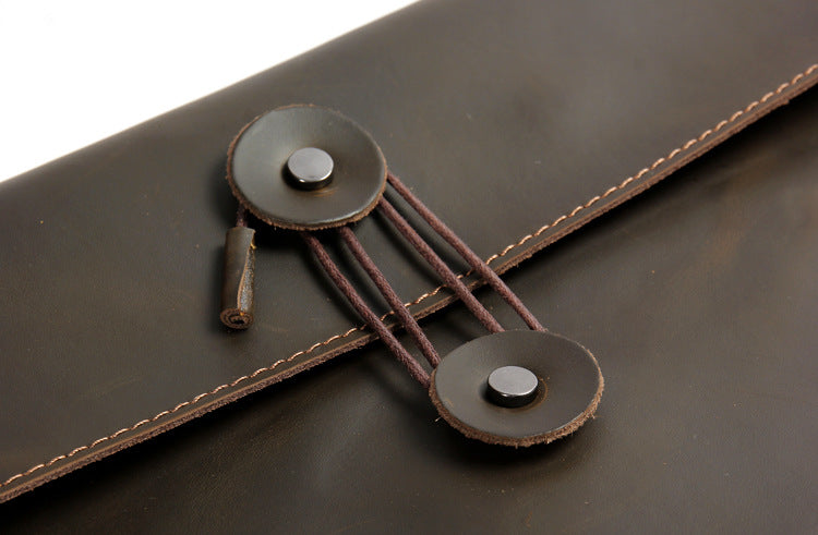 Vintage Envelope 13" Leather Portfolio Laptop Bag-Leather Case for Laptop-Black-Free Shipping Leatheretro