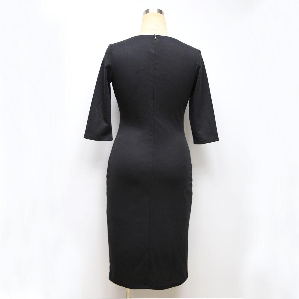 Sexy Women Deep V Neck Split Pencil Dresses-Office Dresses-Green-S-Free Shipping Leatheretro