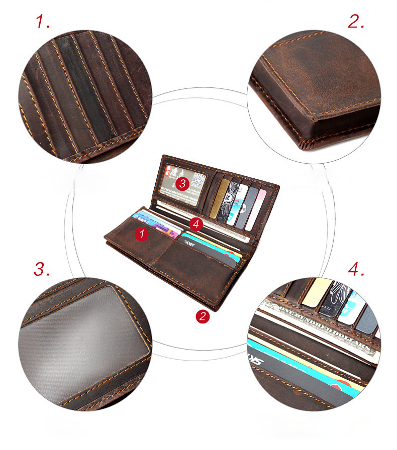 Retro Handmade Me's Leather Wallet 1002-Leather Wallets-Dark Brown-Free Shipping Leatheretro