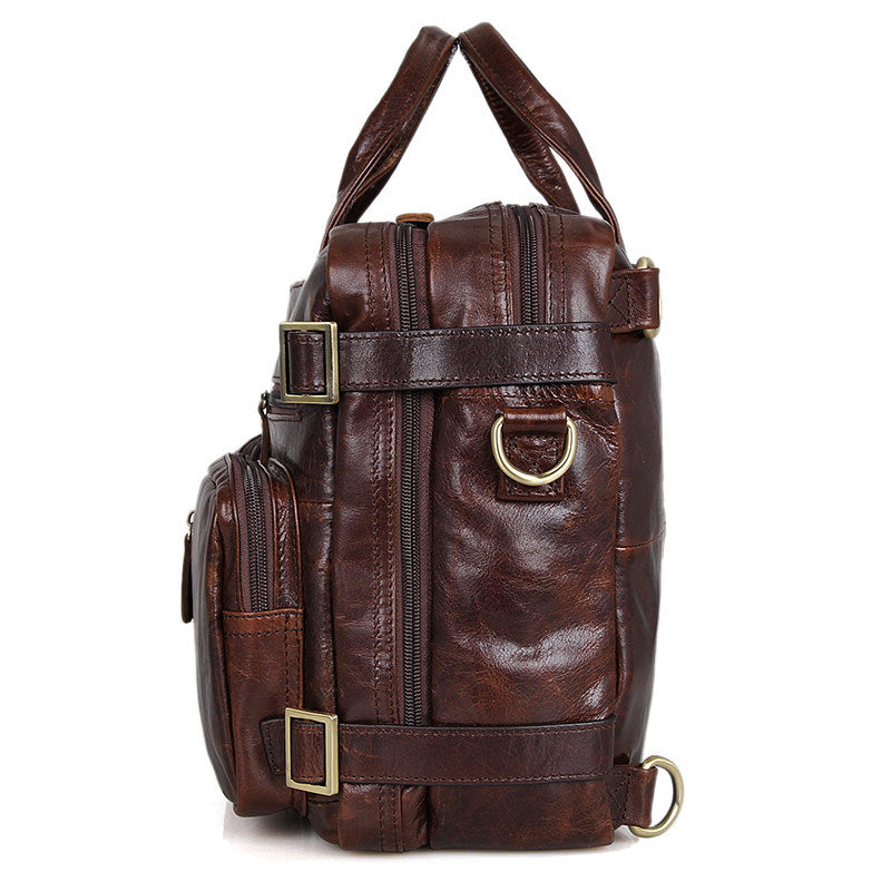 Men's Business Leather Packback Bags D7026-Leather Briefcase-Brown-Free Shipping Leatheretro