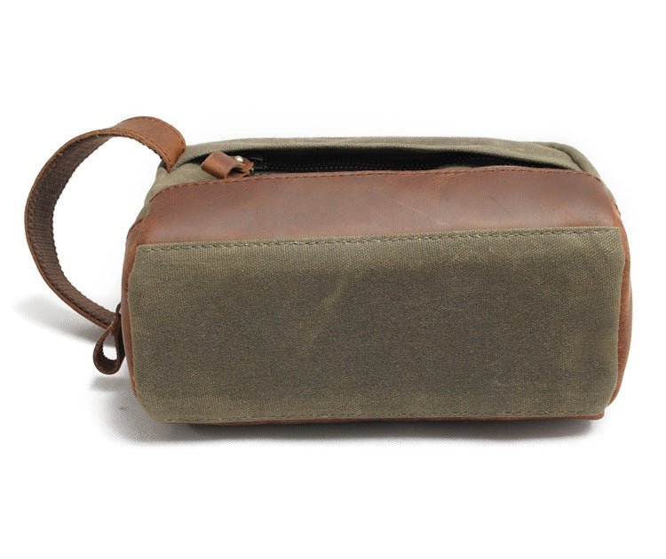 Vintage Waxed Canvas Toiletry Bag for Men 9138-Toiletry Bag-Black-Free Shipping Leatheretro