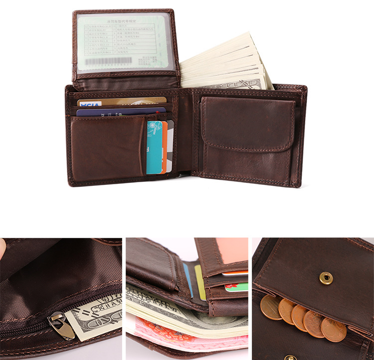 Vintage Leather Business Wallet J2100-Leather Wallet-Coffee-Free Shipping Leatheretro