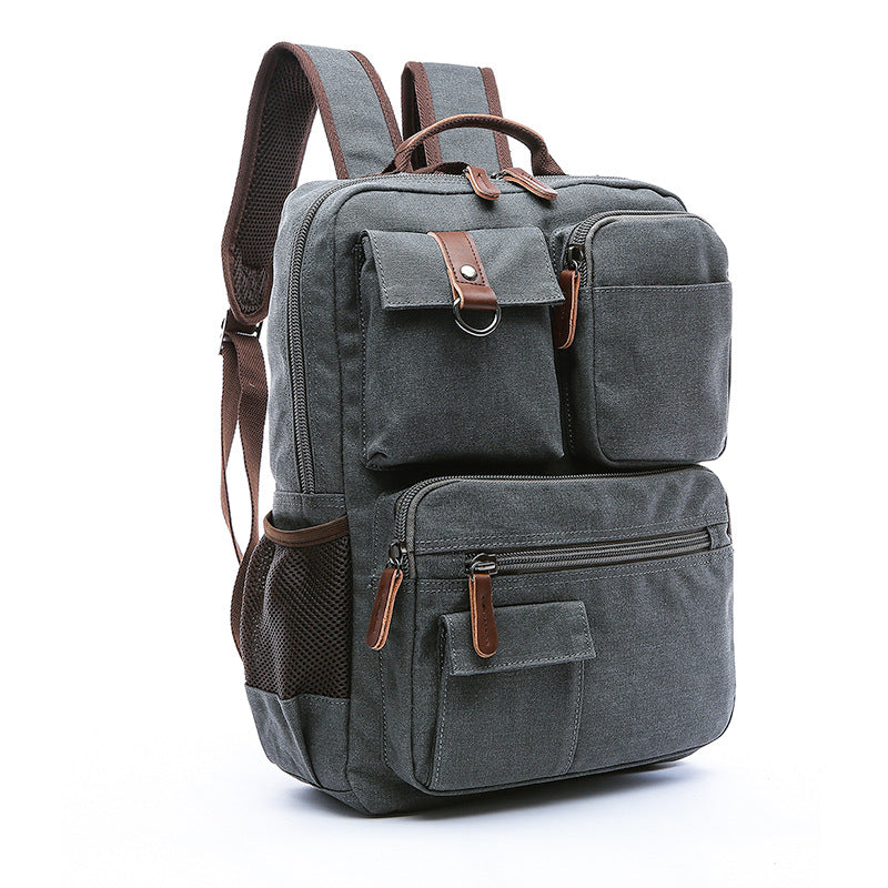 Casual Canvas Travel Student Backpack 8678-Backpacks-Gray-Free Shipping Leatheretro