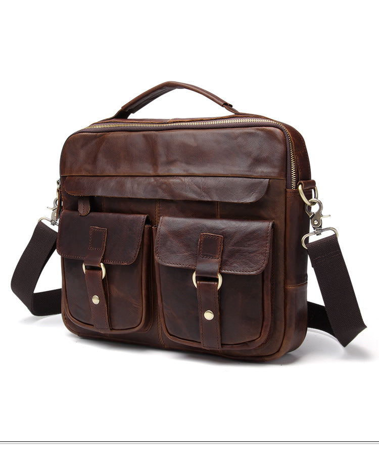 Retro Leather Business Laptop Bags JB207-Leather Briefcase-Coffee-Free Shipping Leatheretro