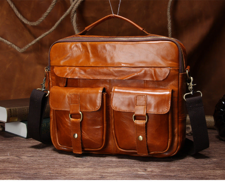 Retro Leather Business Laptop Bags JB207-Leather Briefcase-Coffee-Free Shipping Leatheretro