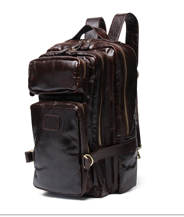 Vintage Multi Functional Leather Backpack J8856-Leather Backpack-Coffee-1-Free Shipping Leatheretro