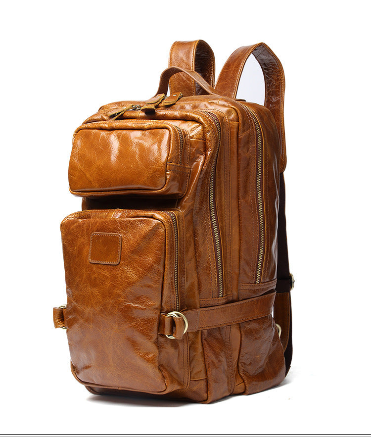 Vintage Multi Functional Leather Backpack J8856-Leather Backpack-Coffee-Free Shipping Leatheretro
