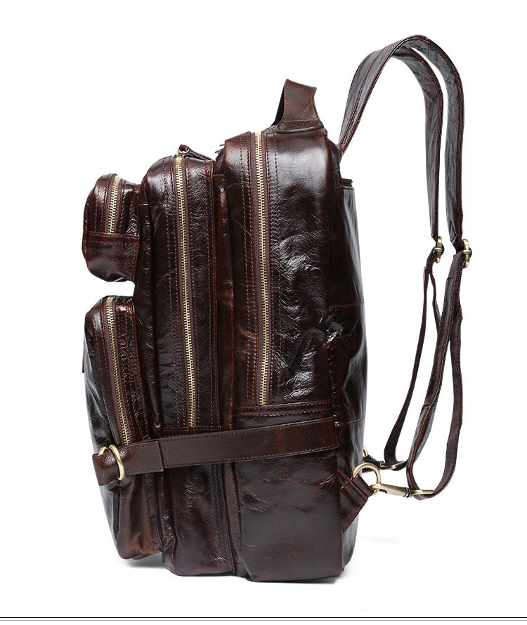 Vintage Multi Functional Leather Backpack J8856-Leather Backpack-Coffee-Free Shipping Leatheretro