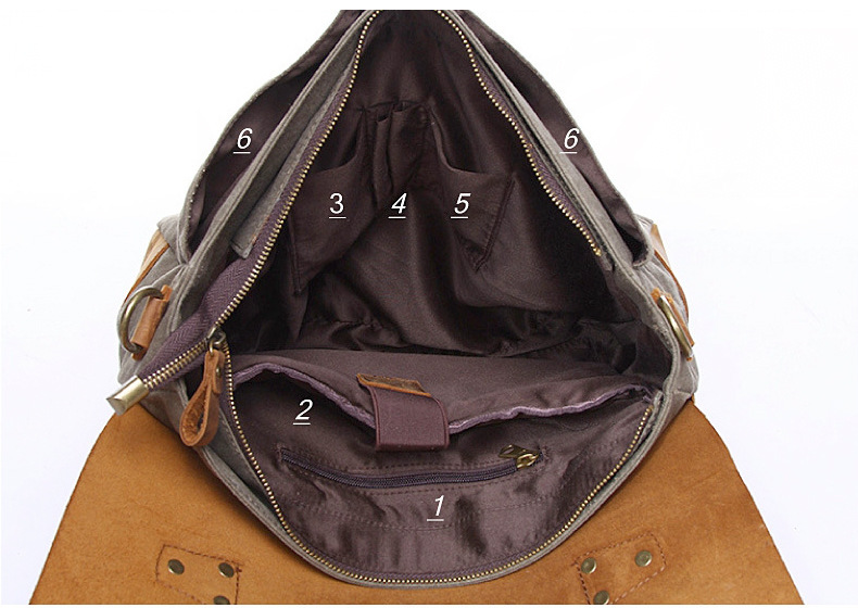 Vintage Leather Canvas Crossbody Business Briefcase-Leather Business Briefcase-Army Green-Free Shipping Leatheretro