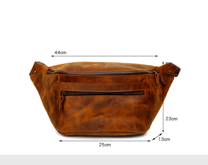 Men's Leather Waist Casual Bag 8725-Leather bags for men-Brwon Crazy horse-Free Shipping Leatheretro