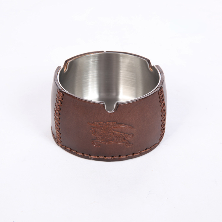 Handmade Leather Round Shape Ashtray-A-Free Shipping Leatheretro