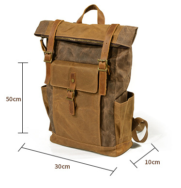 Vintage Waterproof Leather Canvas Backpack C9120-Leather Canvas Backpack-Coffee-Free Shipping Leatheretro