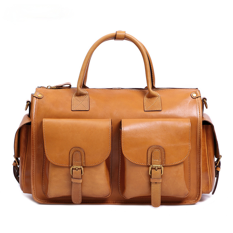 Women Handmade Leather Large Storage Duffle Bags J8785-Leather Duffle Bags-Brown-Free Shipping Leatheretro