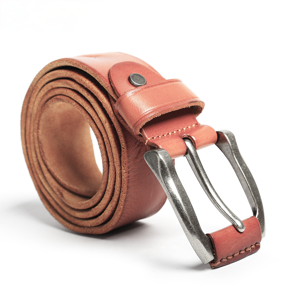 Retro Men's Handmade Leather Casual Belt 15007-Leather Belt-Khaki-Free Shipping Leatheretro
