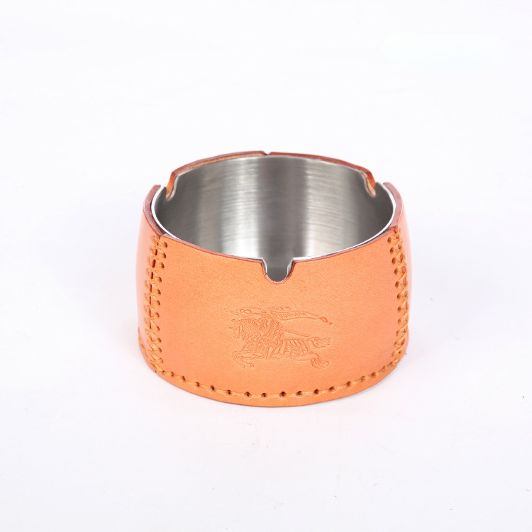 Handmade Leather Round Shape Ashtray-B-Free Shipping Leatheretro