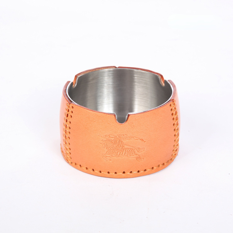 Handmade Leather Round Shape Ashtray-A-Free Shipping Leatheretro